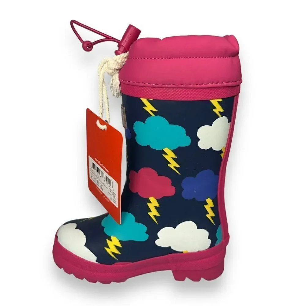 Hatley Lighting Clouds‎ Sherpa Lined Rain Boots F21LBK1569 Toddler 6